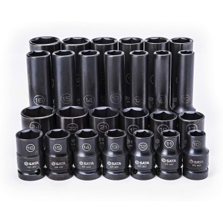 1/2" Prailgintų ir trumpų smūginių galvučių rinkinys (10-24mm)(26vnt) (plonasienės)