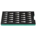 Padėklas. Galvučių su antgaliais rinkinys 3/8" (pl./PH/PZ/HEX/torx) 28vnt.