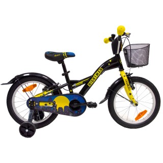 4KIDS Nightman 16" // 1G, dydis 10" (25.5 cm), V-Brake ir Kojinis stabdžiai, plieninis (juoda/mėlyna)
