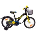 4KIDS Nightman 16" // 1G, dydis 10" (25.5 cm), V-Brake ir Kojinis stabdžiai, plieninis (juoda/mėlyna)