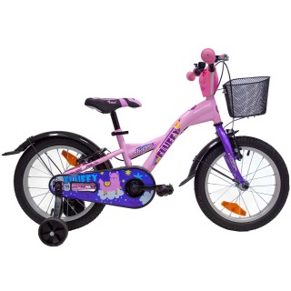 4KIDS Fluffy 16" // 1G, dydis 9.5" (24 cm), V-Brake ir Kojinis stabdžiai, plieninis (rožinė)