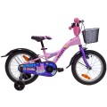 4KIDS Fluffy 16" // 1G, dydis 9.5" (24 cm), V-Brake ir Kojinis stabdžiai, plieninis (rožinė)