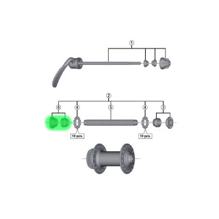 Konusas ir veržlė įvorei Shimano HB-TX505 kairės pusės