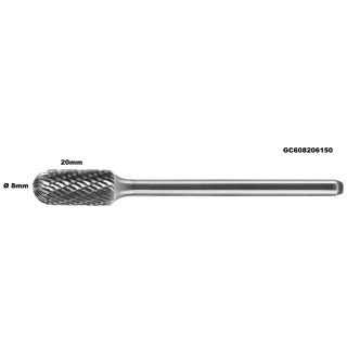 Prailginta freza kietmetalio C cilindro formos užapvalinta 8 x 20mm