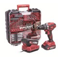 Akumuliatorinis suktuvas-gręžtuvas su kalimu WORCRAFT 20V LI-ION ir priedais 78vnt., 2x2.0Ah