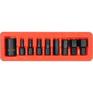 1/2" Smūginių antgalių rinkinys (HEX) (9vnt)