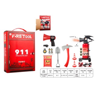 Fireman's set with fire extinguisher