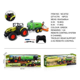 Green Barrel Tractor R/C 1:24