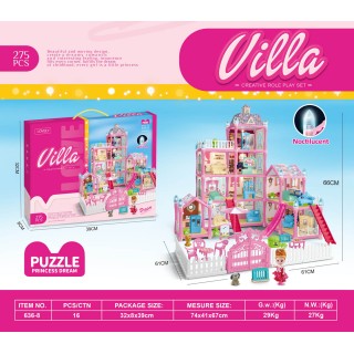 MEGA Pink Villa with Lights Function 275 pce. + Accessories