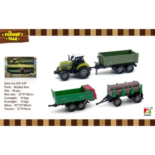 1:48 Tractor with Lights and Sound Function + Trailers