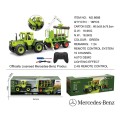 Green tractor 1:24 with remote control Mercedes Benz + Wooden trailer with crane