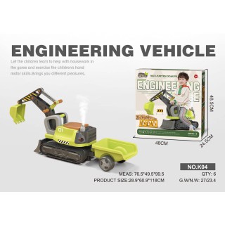 Multifunctional Green Excavator Rider with Trailer