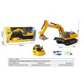 Yellow R/C excavator with control panel