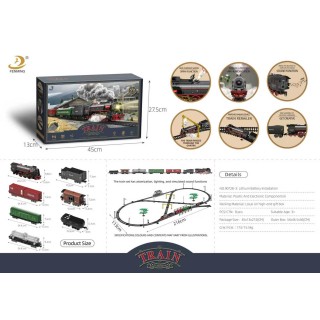 Retro train with Smoke, Sound and Lights 216x113 cm + Accessories