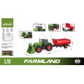 Green Tractor with Lights & Sound Function 1:32 + Red Trailer